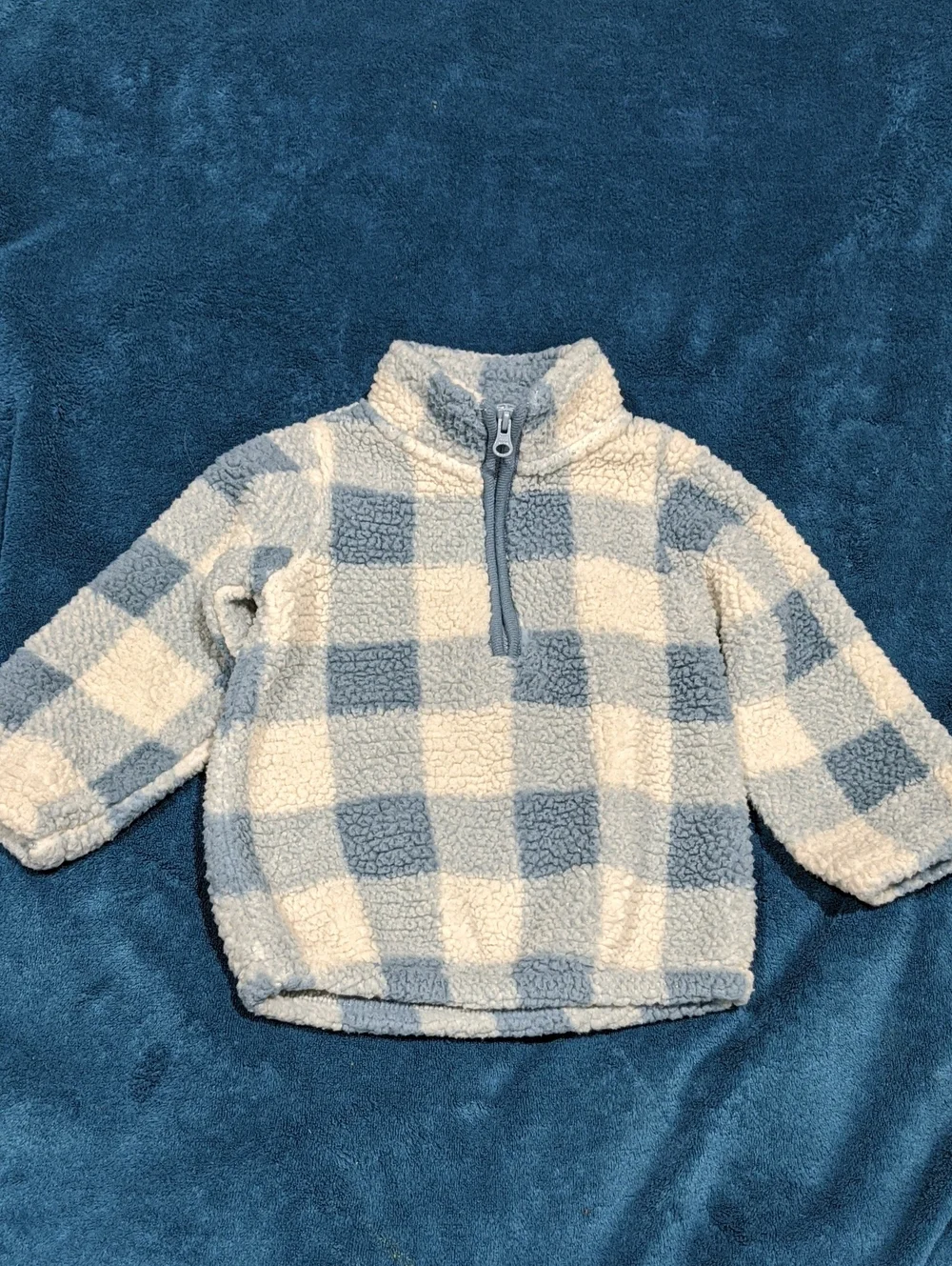 Carter's Blue & Cream Sherpa Half-Zip Pullover
